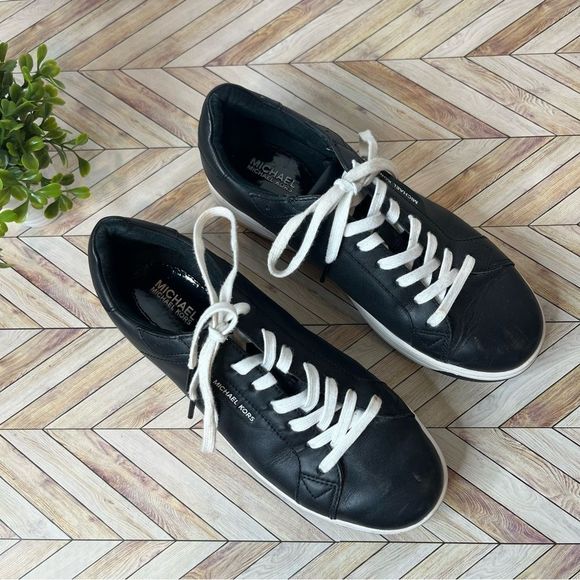 Michael kors | women black leather lace up sneakers - Picture 3 of 6